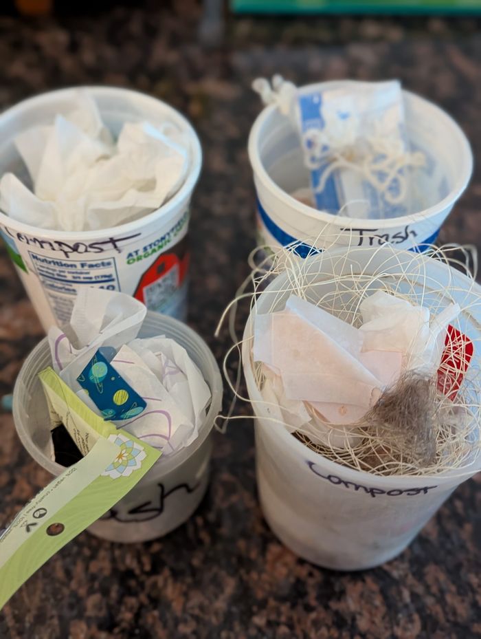 Bathroom Yogurt Tubs Trash Cans